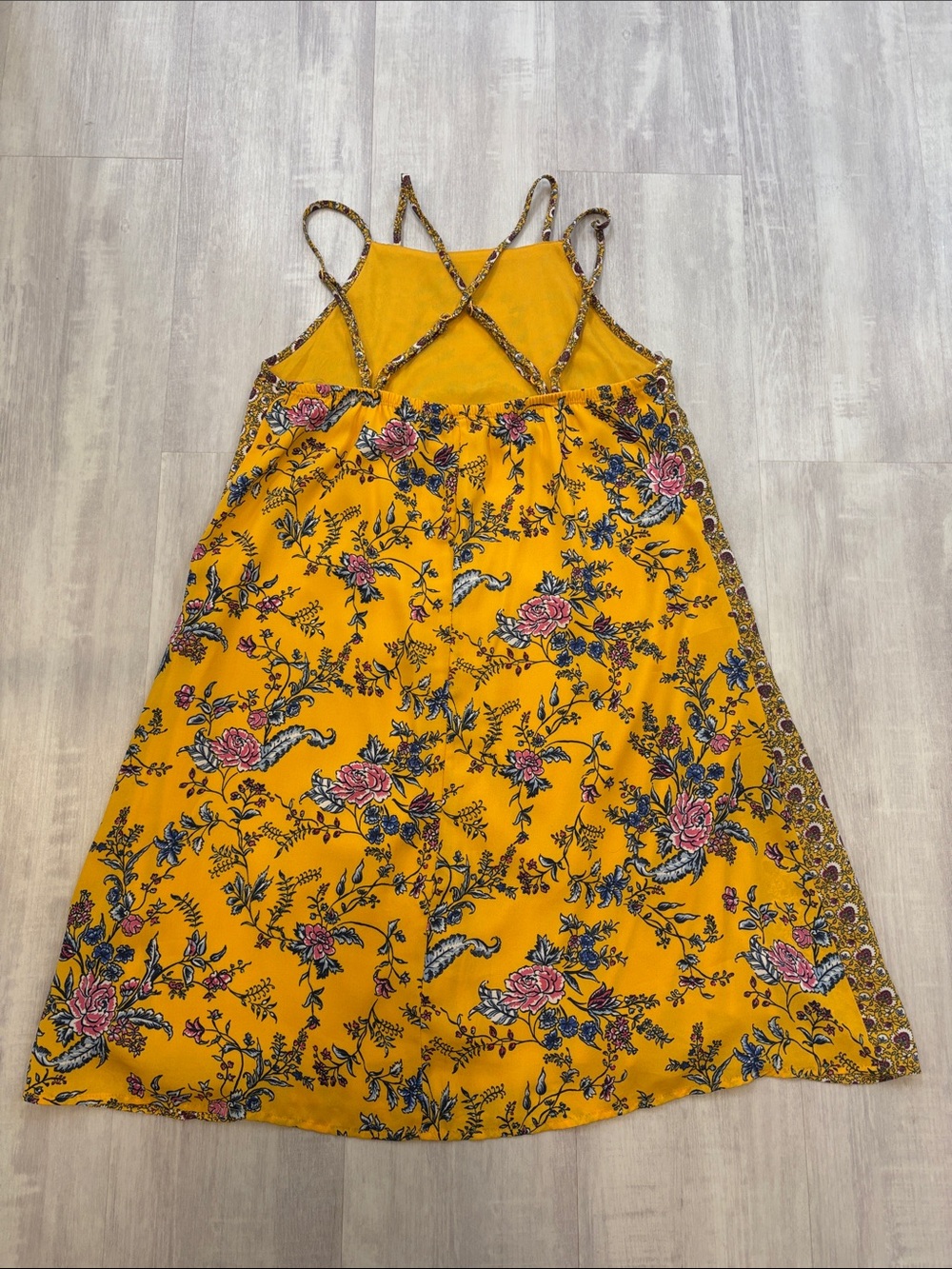mi ami Yellow Floral Patchwork Sundress racerback adjustable straps - Picture 3 of 9